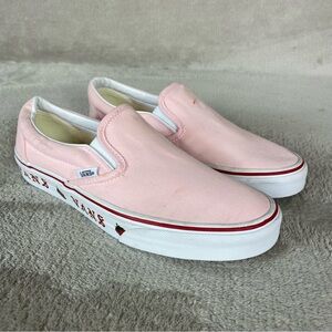 Vans Classic Slip On Sidewall Strawberry Shoes Women 9 Pink Canvas Sneakers NEW